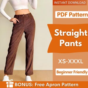パンツの縫製パターン | ズボンのパターン | レディースパンツのパターン | ストレートレッグパンツのパターン | ハイウエストパンツのレディース縫製パターン