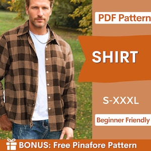 Shirt Pattern for Men | S-XXXL | Sewing Pattern Men | Men Buttons Shirt Sewing Pattern PDF | Men's Button Shirt Pattern | Instant Download