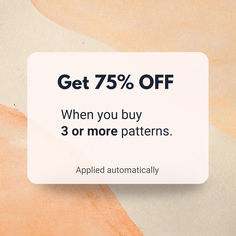 a white card with the text get 75 % off when you buy 3 or more