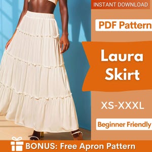 Maxi Skirt Sewing Pattern | Tiered Skirt Pattern | Women Skirt Pattern | Sewing Patterns | Women Patterns, Long Skirt Pattern, Ruffled Skirt