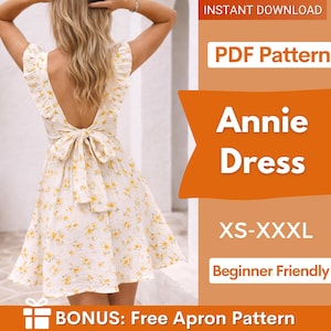 Annie Tie Back Dress Sewing Pattern | Summer Dress Pattern | Women Sewing Pattern | Sewing Patterns for Women, Dress Pattern image 1