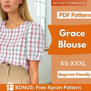 Blouse Sewing Pattern | Top Pattern | Women Sewing Pattern | Milkmaid Blouse Top Pattern | Beginner Sewing Pattern | Patterns for Women