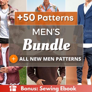 Men's Sewing Patterns | Bundle Men's Patterns | Men Shorts | Men Jacket | Men Pants | Men Shirt | Patterns for Men | Men Pajamas, Men Hoodie