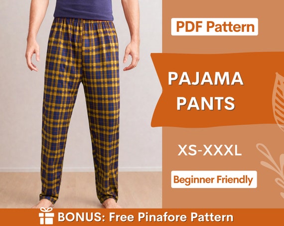 Patron de pantalon de pyjama homme Patron de pyjama Patron de pantalon de pyjama Patron de couture PDF de pantalon de detente Patron de couture pour homme Patrons de couture homme