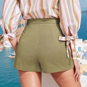 Shorts Sewing Pattern PDF sewing pattern shorts Wide shorts pattern High waisted shorts pattern Women short pattern Easy Digital PDF image 2