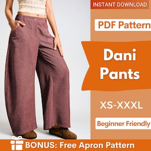 Modello di cucito per pantaloni a gamba larga da donna / Modello di pantaloni / Modelli di cucito / Modello di pantaloni / Modelli di cucito da donna / Modello di pantaloni larghi