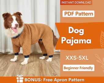 Dog Pajama Sewing Pattern, Dog Pattern, Dog Sewing Pattern, Dog Pajama, Pattern for dog, Dog Jacket Pattern, Dog Top Pattern, Dog Jumpsuit