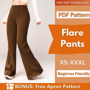 Flare Leg Pants Sewing Pattern for Women PDF | Pants Sewing pattern | Wide leg pants | High waisted pants sewing pattern, Trousers pattern