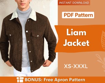 Men Jacket Pattern, Jacket Sewing Pattern for Men, Men Sewing Pattern, Pattern Men,  Sewing Pattern Jacket Coat Men, Men Patterns XS-XXXL