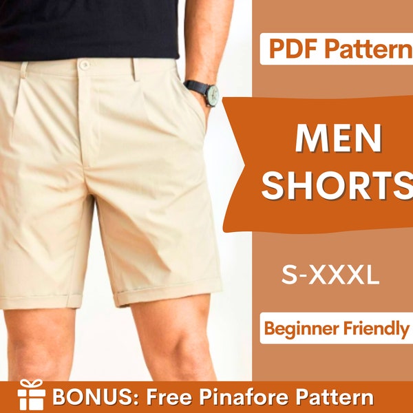 Schnittmuster für Herrenshorts | Sofortiger Download | Schnittmuster für Männer | PDF-Schnittmuster Herren-Shorts mit Taschen | Schnittmuster Shorts Herren