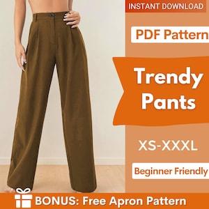 Wide Leg Pants Sewing Pattern | XS-XXXL | Women Pants Pattern | Pants Pattern | Sewing Pattern, Women Sewing Pattern | High waisted pants