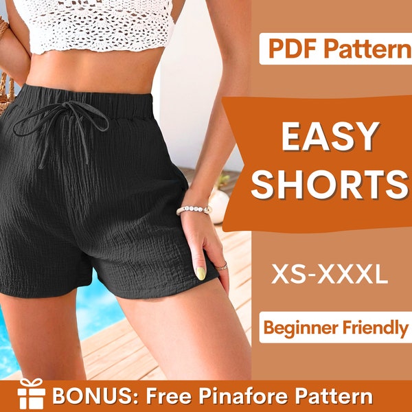 Easy Shorts Pattern | Women Shorts Pattern | Beginner Shorts Pattern | Elastic Waistband Shorts | High Waist Wide Leg Shorts Sewing Patterns