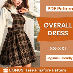 Overall Dress Pattern, Sewing Pattern, Dress Pattern, Women Sewing Pattern,  Overall Pattern, Pinafore Pattern, Pinafore Dress Pattern