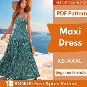 Maxi Dress Pattern | XS-XXXL | Dress Sewing Pattern | Summer Dress Pattern | Women Sewing Pattern | Backless Dress PDF Pattern Sleveless