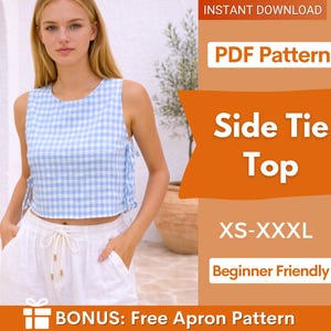 Side Tie Top Muster | Frauen Schnittmuster | Bauchfreies Top-Muster | Sommer Krawatte Top Muster | Schnittmuster Top | Tank Crop Top Bluse Shirt