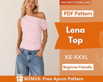 Lena Top Sewing Pattern | Women Sewing Pattern | Blouse Pattern | Off Shoulder Top Pattern | Sewing Patterns for Beginner Top | Summer Top