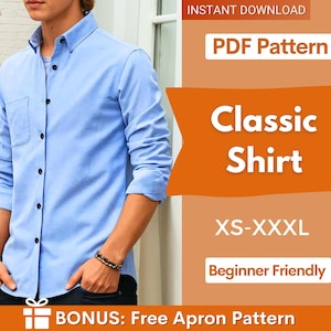 Shirt Sewing Pattern, Men Shirt Pattern, Button Up Shirt Pattern, Mens Sewing Pattern, Shirt Pattern, Sewing Patterns for Men