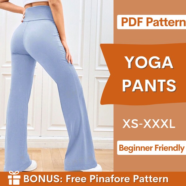 Yoga Pants Pattern | High Waist Pants Sewing Pattern | Flare Leg Pants Pattern |  Flare Leggings | Leggings pattern | Women Patterns