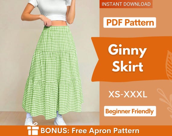 Tiered Maxi Skirt Sewing Pattern | Skirt Pattern | Women Skirt Pattern | Sewing Patterns | Women Sewing Pattern, Long Skirt Pattern