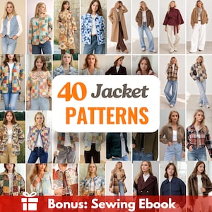 40 Jacket Sewing Patterns Bundle | Women Sewing Patterns | Jacket Sewing Pattern | Vest Patterns | Patchwork Patterns | Coat Patterns Women