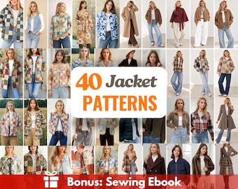 40 Jacket Sewing Patterns Bundle | Women Sewing Patterns | Jacket Sewing Pattern | Vest Patterns | Patchwork Patterns | Coat Patterns Women