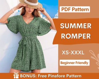 Romper Pattern | XS- XXXL | Romper Sewing Pattern | Summer Dress Pattern | Playsuit sewing pattern | Jumpsuit Sewing Pattern | Women pattern