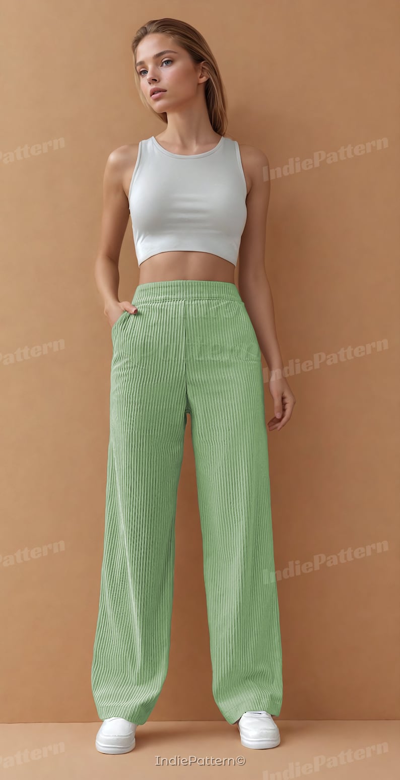 Straight Leg Pants Sewing Pattern Trousers Pattern Pants Pattern Women Sewing Pattern High Waisted Pants PDF Pattern image 4