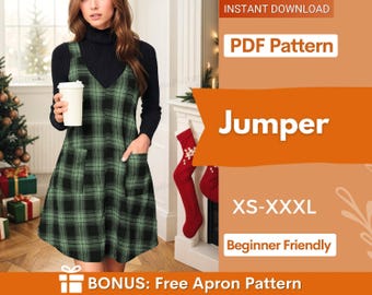 Dress Pattern - Jumper Pattern - Pinafore pattern - Pinafore dress pattern - Jumper Dress Pattern - Sewing Pattern - Women sewing pattern