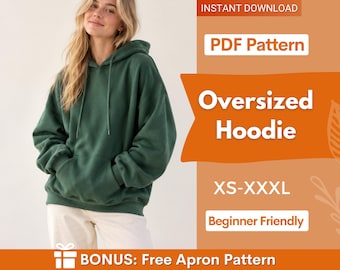 Naaipatroon voor een hoodie voor dames, dameshoodie, oversized hoodie, naaipatroon voor dameskleding, loungewearpatroon, naaipatroon voor een hoodie voor beginners