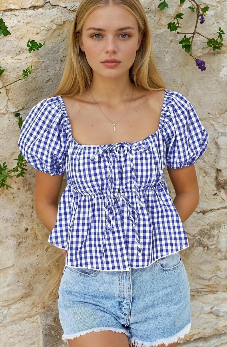 Peplum Top Sewing Pattern, Tie Front Blouse, Milkmaid Blouse Pattern ...