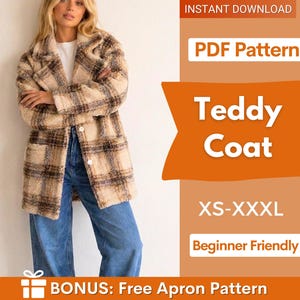 Teddy Coat Sewing Pattern | Women Coat Sewing Pattern | Long Coat Pattern | Jacket Sewing Pattern for Women | Women Coat Jacket Pattern