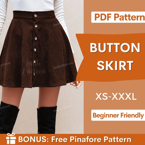 Button Skirt Pattern, Sewing Patterns, Women Pattern, Skirt Patterns Women, Mini Skirt, Womens Skirt Pattern, Midi Skirt Sewing Pattern