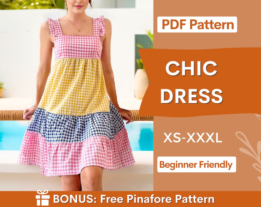 Dress Pattern XS XXXL Dress PDF Sewing Pattern Pinafore Dress Pattern ...