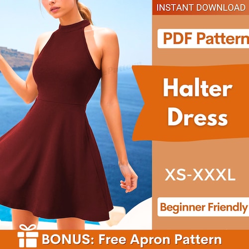 Halter Dress Sewing Pattern | Dress Pattern | Sewing Patterns | Women  Patterns | Prom Dress | Summer Dress | Easy Dress Pattern PDF XS-XXXL - Etsy