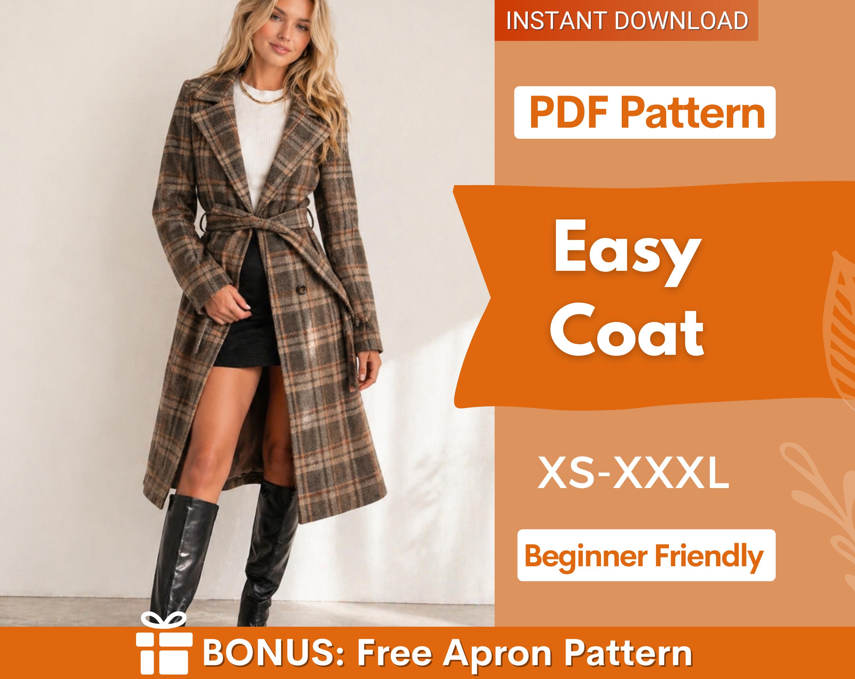 Easy Coat Sewing Pattern | Jacket Sewing Pattern | Long Coat Pattern ...