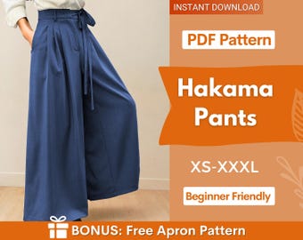 Vintage Japanese Indigo Cotton Hakama Pants for a 5'6