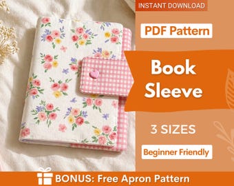 Book Sleeve Sewing Pattern | Beginner Pattern | Quilted Book Sleeve, Book Cover Pattern,