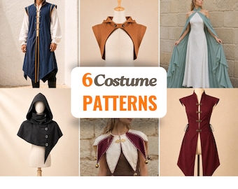 6 Costume Sewing Patterns | Tabard Patterns | Medieval Sewing Pattern | Cosplay Pattern | Elven Patterns | Ren Faire Sewing Patterns