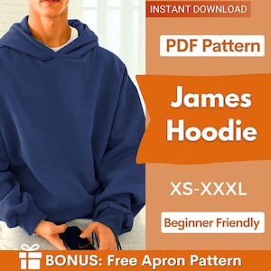 Men Hoodie Sewing Pattern, Hoodie Pattern for Men, XS- XXXL, Sweatshirt Pattern, Men Sewing Pattern, Men Patterns, Patterns for men Hoodie