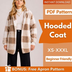 Kapuzen Mantel Schnittmuster für Frauen | Fellmuster | Jacke Schnittmuster | Schnittmuster | Frauen Schnittmuster Mantel Jacke mit Kapuze