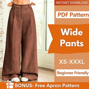 Wide Pants Sewing Pattern | Women Pants Pattern | Sewing Patterns | Trousers Pattern | Women Sewing Patterns | Palazzo Pants Pattern
