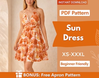 Sundress Sewing Pattern | XS-XXXL | Womens Dress Pattern | Summer Dress Pattern | Backless Dress Pattern | Easy Dress Pattern beginners pdf