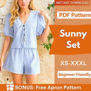Blouse & Shorts Sewing Pattern | Sewing Pattern Women | Shorts Sewing Pattern | Top Pattern | Women patterns | Blouse Top Summer Patterns
