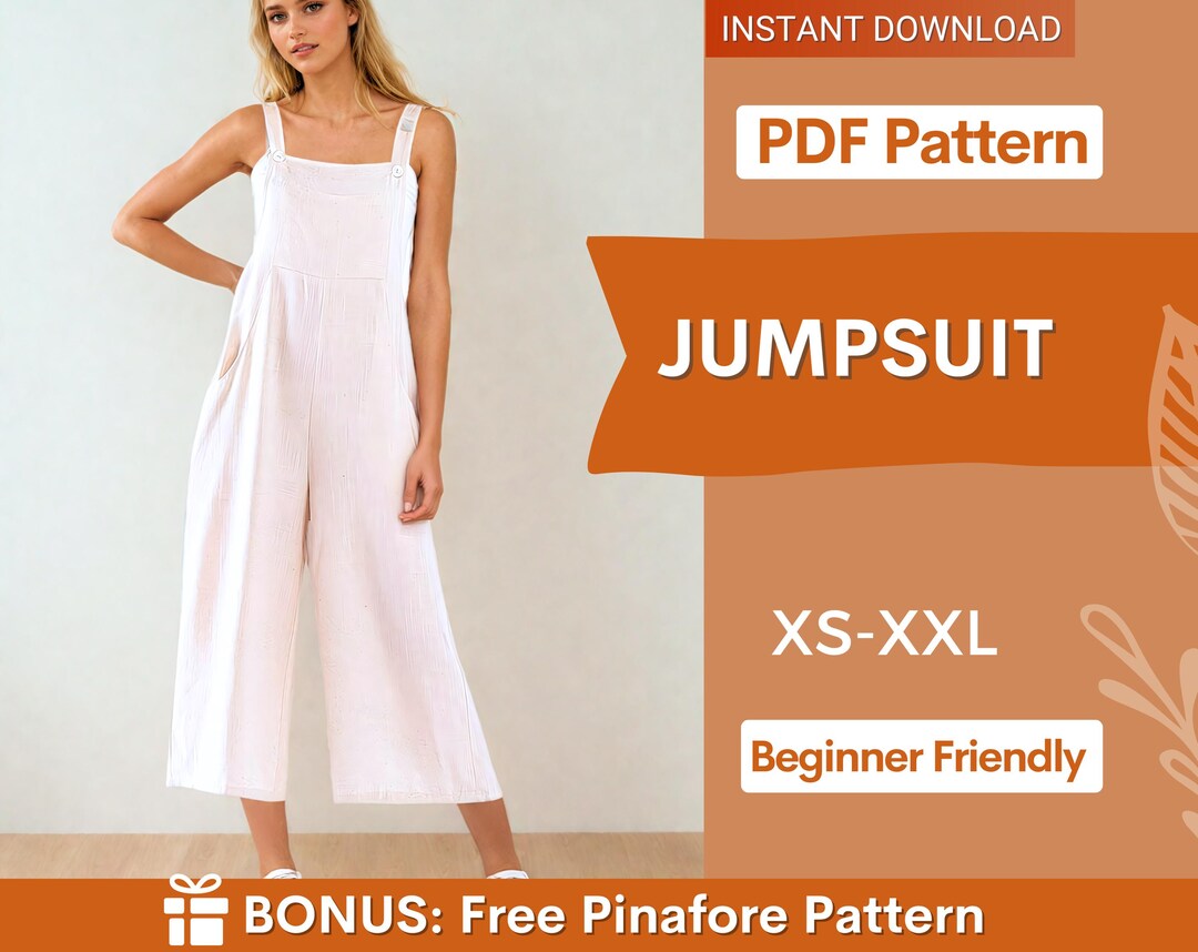 Jumpsuit Sewing Pattern XS XXL Overalls Pattern Jumpsuit PDF Pattern women s Jumpsuits Dungaree Pant Loose Trouser Sewing Pattern Etsy