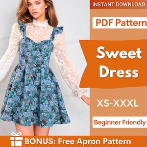 Kleid Schnittmuster PDF | XS-XXXL | Schnittmuster | Frauen Schnittmuster | Rüschen Kleid Schnittmuster | Damen Kleid Schnittmuster |