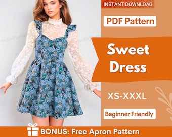 Dress Sewing Pattern PDF | XS-XXXL | Sewing Patterns | Women Patterns | Ruffled Dress Pattern | Womens Dress Pattern |