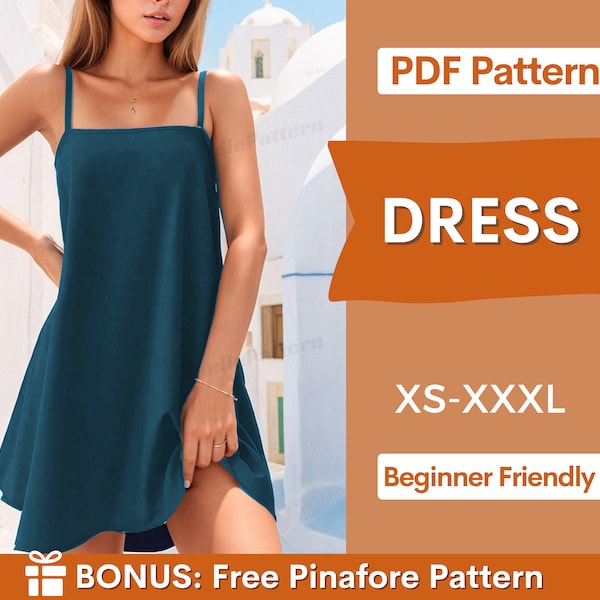 Dress Sewing Pattern | Summer Dress Pattern | Backless Dress Pattern | Open Back dress Pattern | Women Pattern | A Line Dress Pattern