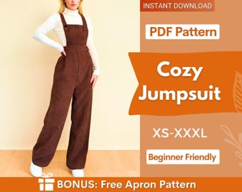 Jumpsuit Pattern | Sewing Patterns | Sewing Patterns for Women | Jumpsuit Sewing Pattern | Dress Pattern, Overall Pattern, Overall Dress