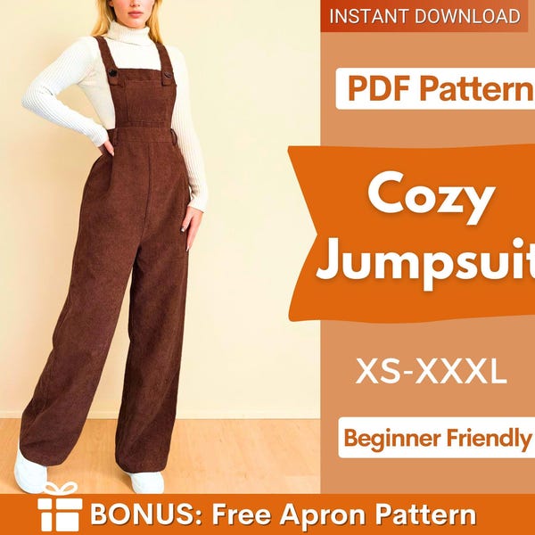 Jumpsuit Pattern | Sewing Patterns | Sewing Patterns for Women | Jumpsuit Sewing Pattern | Dress Pattern, Overall Pattern, Overall Dress