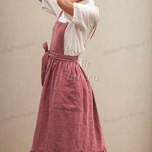 Patrón de vestido de peto - Patrón de delantal en PDF para mujer - Delantal elegante vintage para mujer - Patrón de costura - Patrón de peto - Patrón de vestido de estilo campestre imagen 2
